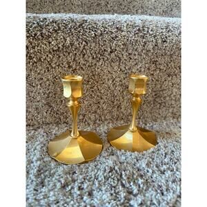 Vintage Irvinware gold short candle sticks
